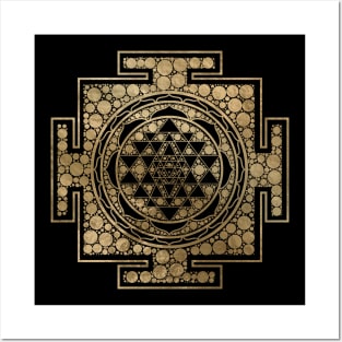 Sri Yantra  / Sri Chakra Dot Art Gold Posters and Art